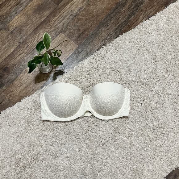Aerie Size 38D Cream Lace Underwire Padded Strapless Bra - Picture 1 of 6